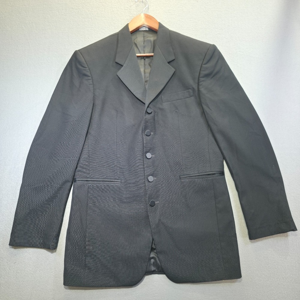 Jean-Yves Men's Black 5 Button Blazer Jacket 100% Wool Size 38R‎